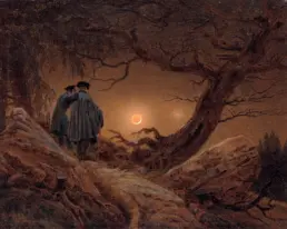 Caspar David Friedrich: Zwei Männer in Betrachtung des Mondes. gemeinfrei / Wikimedia Commons
